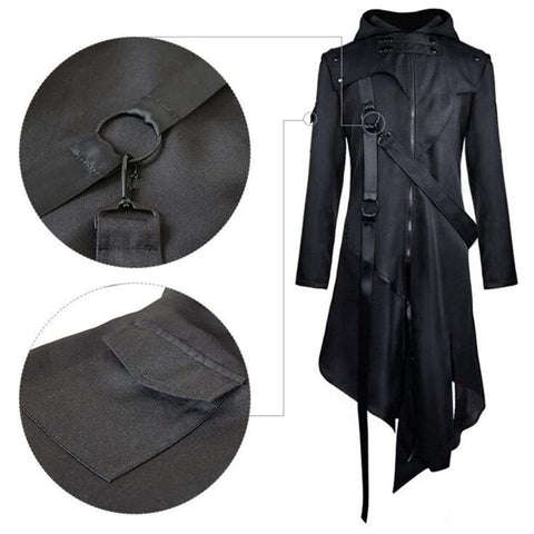Dark Irregular Ribbons Long Jacket - Anagoc