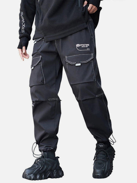 Bright Line Drawstring Cargo Pants - Anagoc