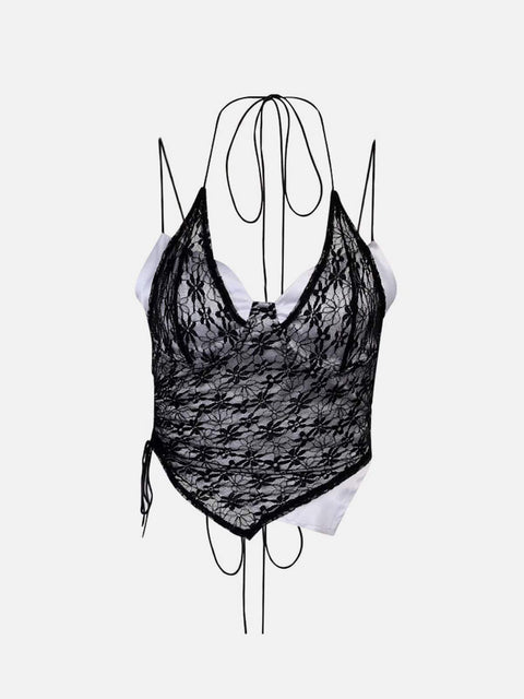 Flower Lace Mesh Vest - Anagoc
