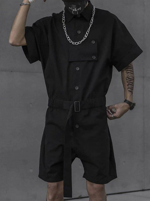 Functional Button Belt Jumpsuit - Anagoc