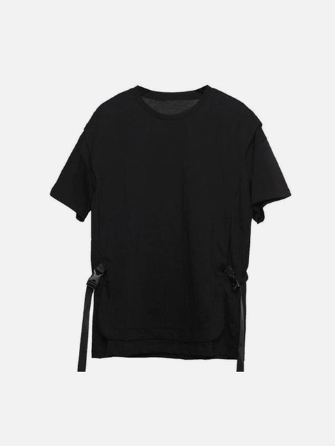 Fake Two-piece Buckle Streamer Tee - Anagoc