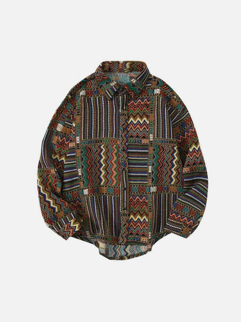 "Wavy Line" Long Sleeve Shirt - Anagoc