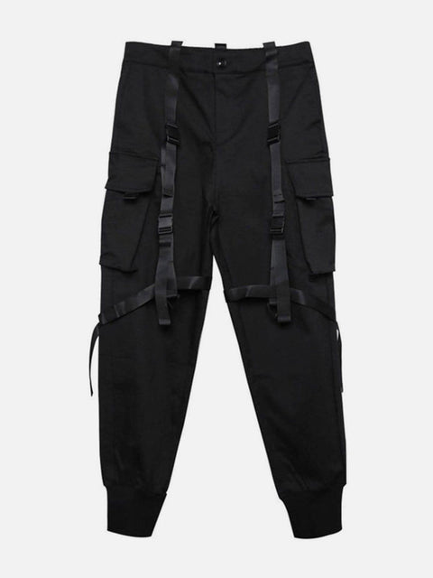 Dark Pockets Ribbons Cargo Pants - Anagoc