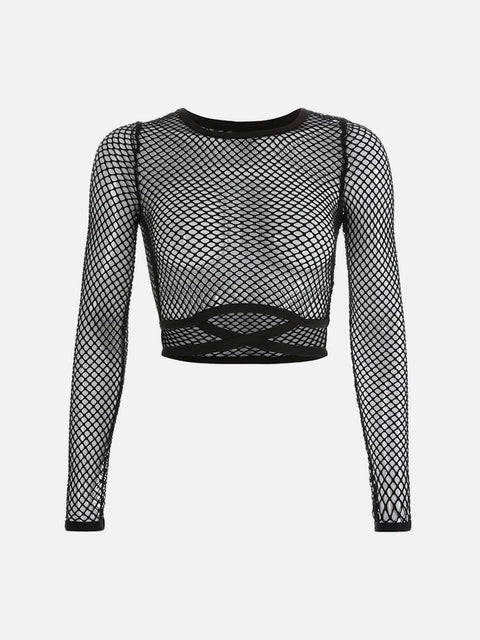 Perspective Mesh Long Sleeve T Shirt - Anagoc