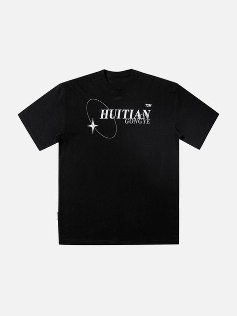 Circle Stars Letters Graphic Tee - Anagoc