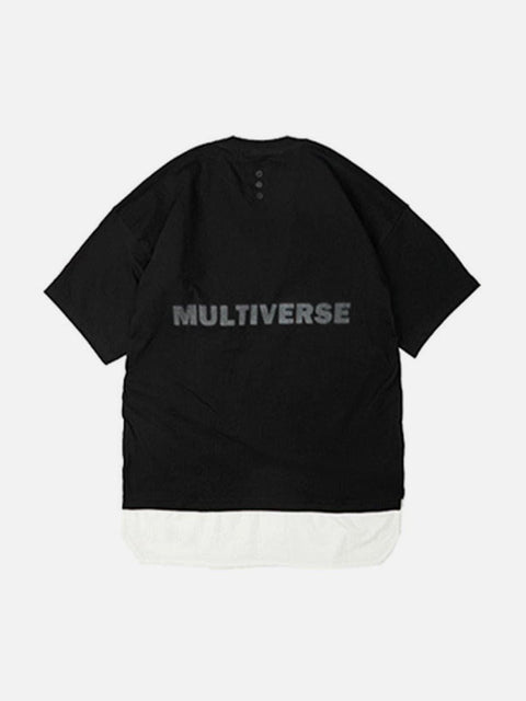 Cyberpunk Fake Two Patchwork Cotton Tee - Anagoc