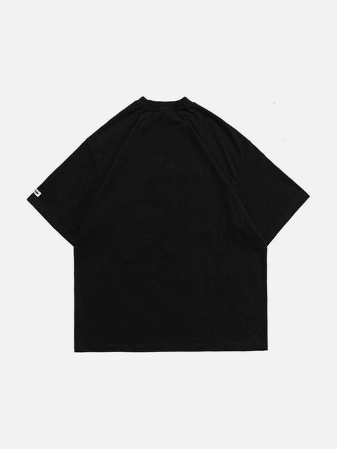 Flame Letters Embroidery Tee - Anagoc