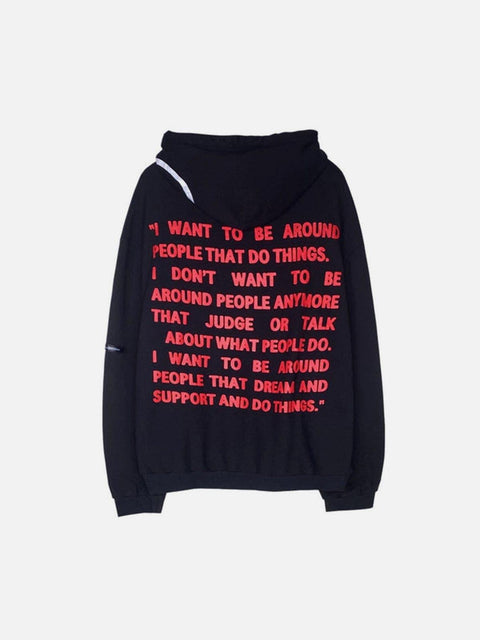 Bear Full Letters Oversized Washed Hoodie - Anagoc