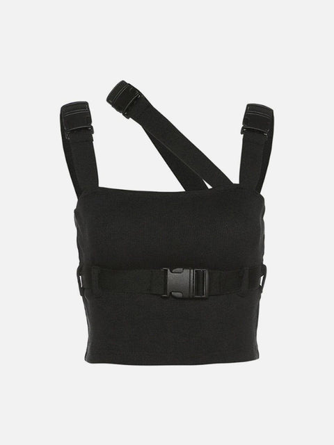 Short Sexy Schoolbag Buckle Suspender Vest - Anagoc