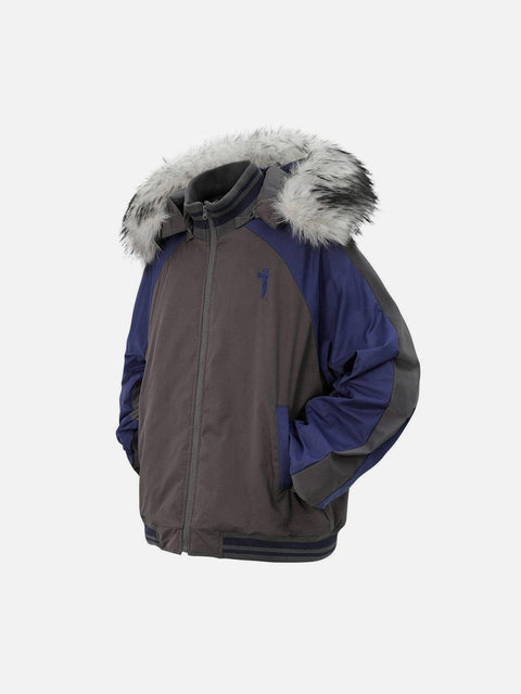 Detachable Fur Collar Hat Winter Coat - Anagoc