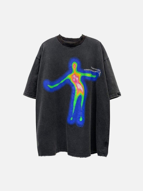 Distorted Portrait Graphic Cotton Tee - Anagoc