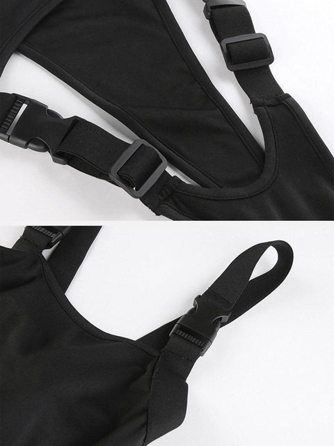 Irregular Cutout Button Sexy Jumpsuit - Anagoc