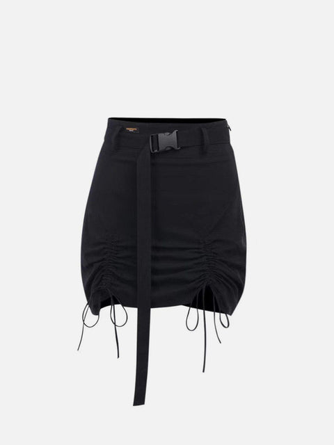 Drawstring Buckle Belt Skirt - Anagoc