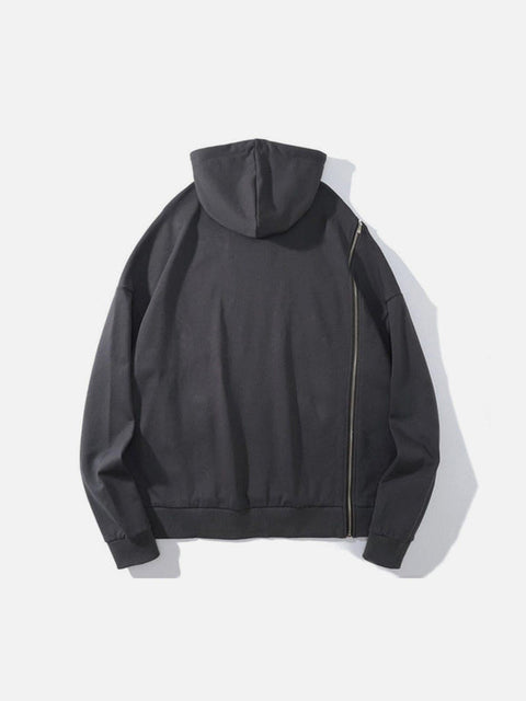 Side Zipper Embroidered Alphabet Tassels Oversized Hoodie - Anagoc