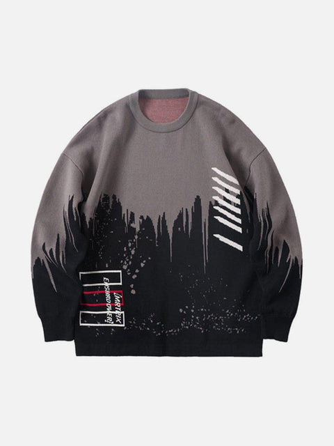 Dark Splash Ink Texture Knitted Sweater - Anagoc