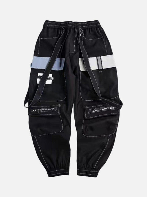 Patchwork Letter Straps Pants - Anagoc
