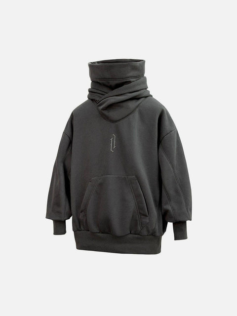 Double Neckline Oversized Hoodie - Anagoc