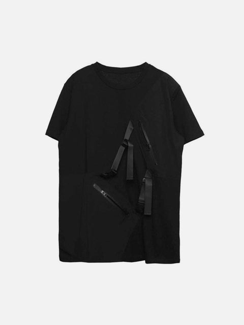 Dark Functional Ribbons Patchwork Tee - Anagoc