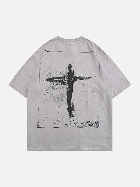 Cross Washed Cotton Graphic Tee - Anagoc