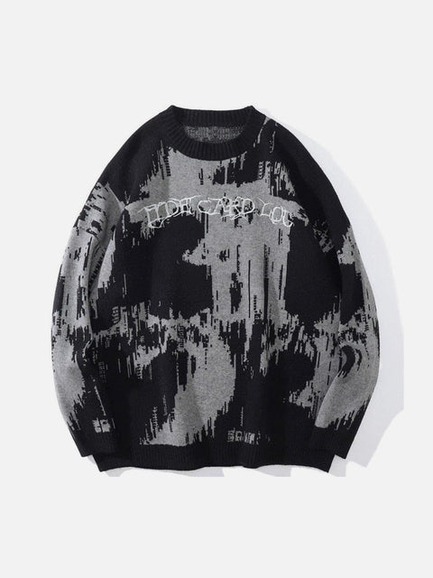 Tie Dye Embroidery Knitted Sweater - Anagoc