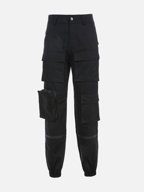 Asymmetrical Multi Pockets Cargo Pants - Anagoc