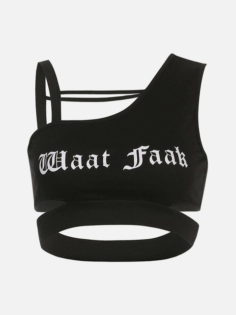 Asymmetric Hollowout Gothic Alphabet Vest - Anagoc