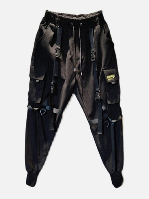 Ribbons Pockets Cargo Pants - Anagoc