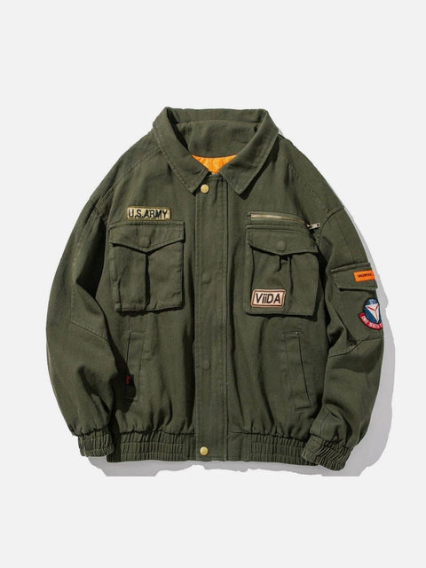 Embroidery Label Bomber Jacket - Anagoc