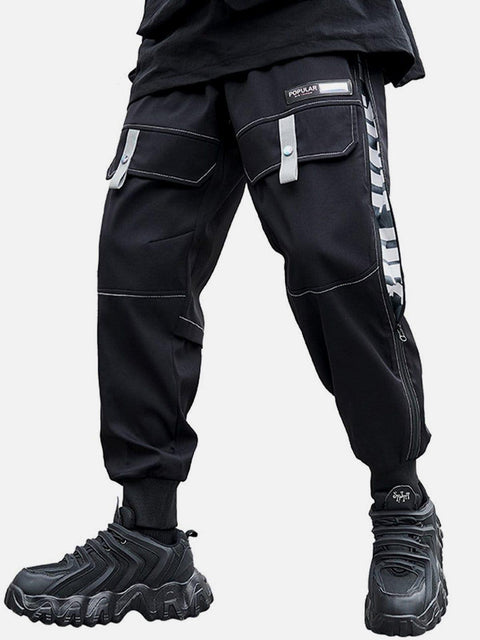 Techwear Side Zipper Print Cargo Pants - Anagoc