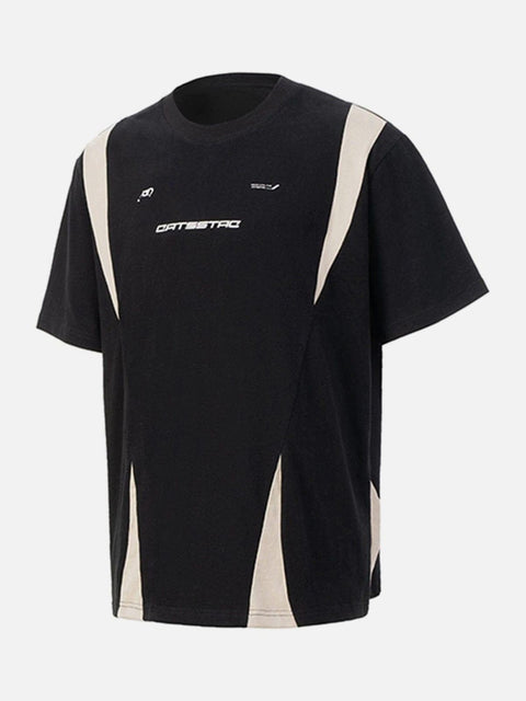 Black White Patchwork Letters Tee - Anagoc