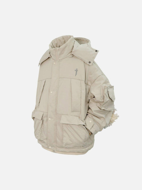 Hidden Flowers Zipper Winter Coat - Anagoc