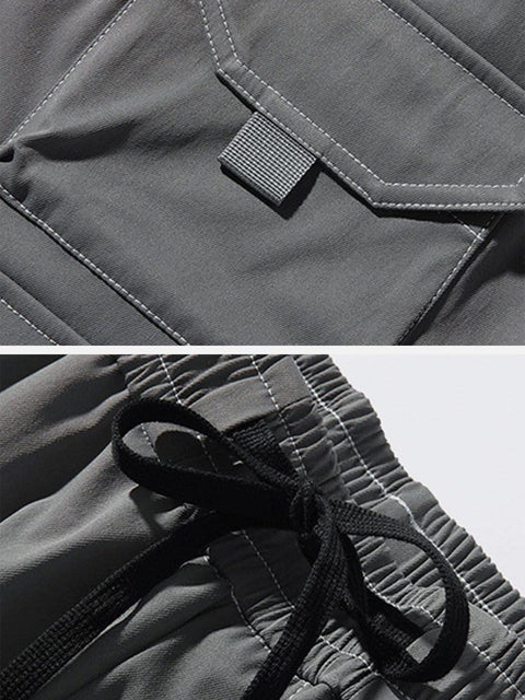 Bright Line Drawstring Cargo Pants - Anagoc