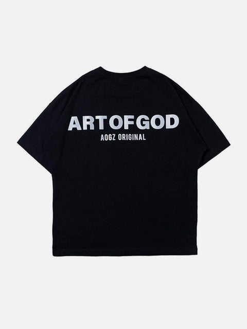 Function Reflective Letter Print Tee - Anagoc