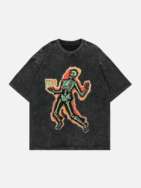 Electric Shock Skeleton Graphic Tee - Anagoc