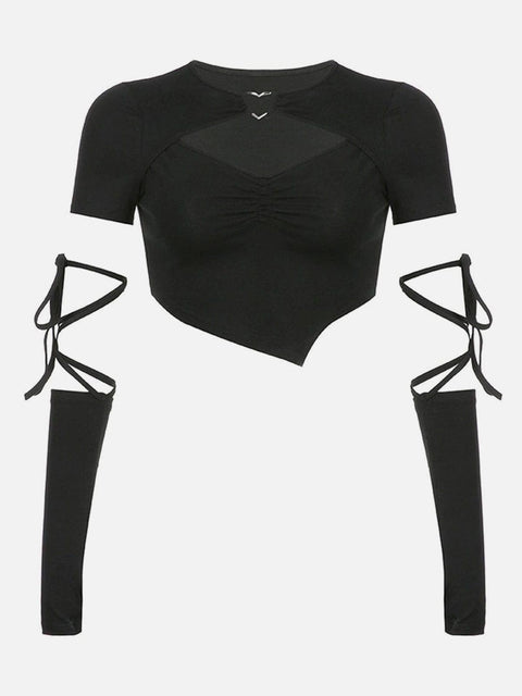 Heart Metal Buckle Hollow Shirt - Anagoc