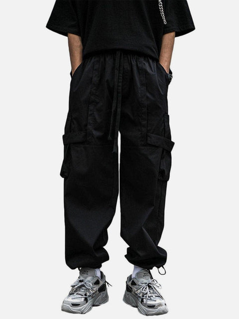 Multi Pockets Drawstring Cargo Pants - Anagoc