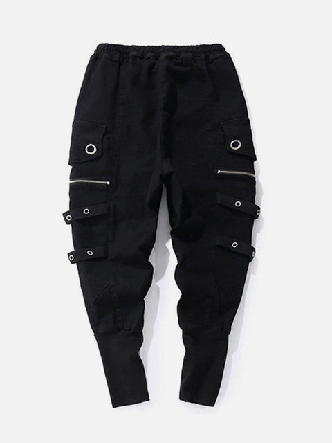 Zipper Multi Pockets Harem Pants - Anagoc
