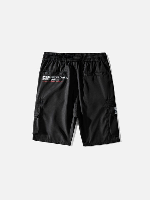Combat Letter Print Multi Pockets Nylon Shorts - Anagoc