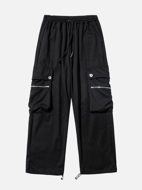 Zipper Pockets Drawstring Pants - Anagoc