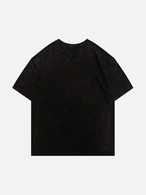 Letter "B" Necklace Washed Tee - Anagoc