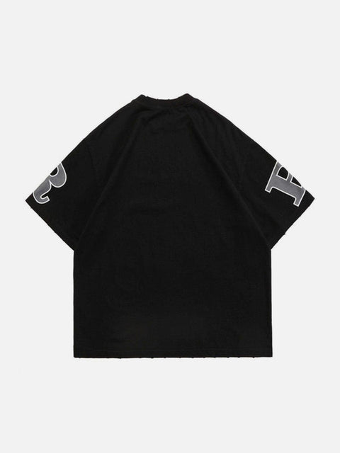 Cut Star Letters Graphic Tee - Anagoc