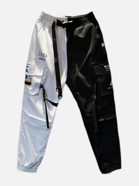 Patchwork Ribbons Print Cargo Pants - Anagoc