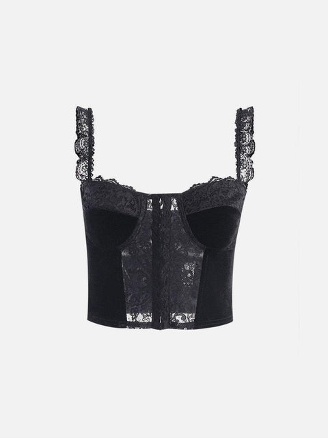 Dark Backless Lace Vest - Anagoc