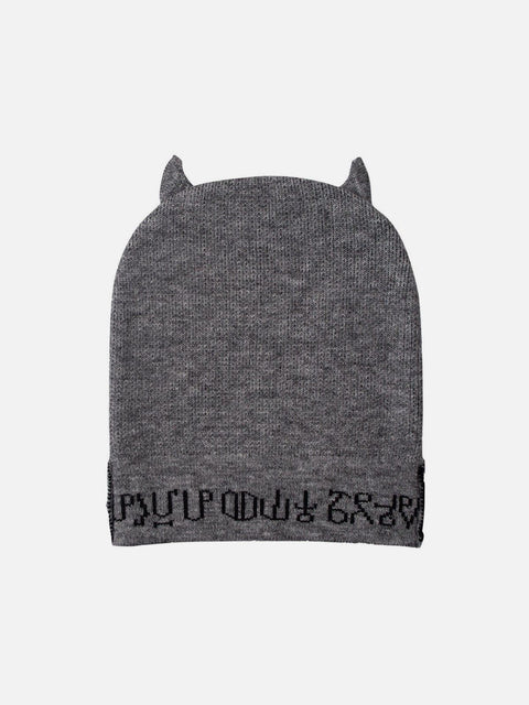 Dark Demon Head Print Wool Cap - Anagoc