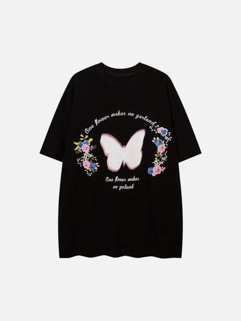 Butterfly Flower Letters Graphic Tee - Anagoc