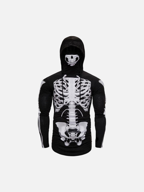 Ninja Skull Mask Print Hoodie - Anagoc