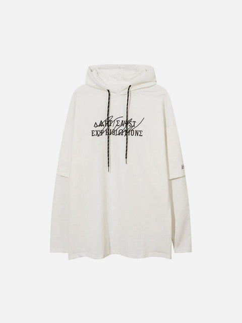 Personality Fake Two Print Hoodie - Anagoc