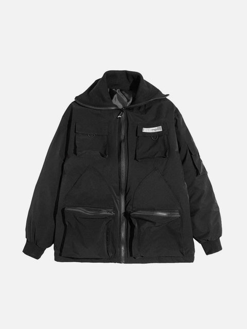 Dark Combat Multi Pockets Winter Coat - Anagoc