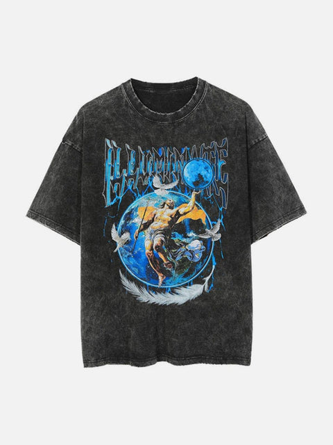 Vintage Brave Earth Cotton Washed Graphic Tee - Anagoc