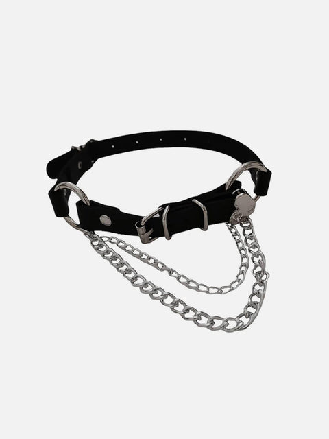 Dark Love Chain PU Clavicle Chain Collars - Anagoc